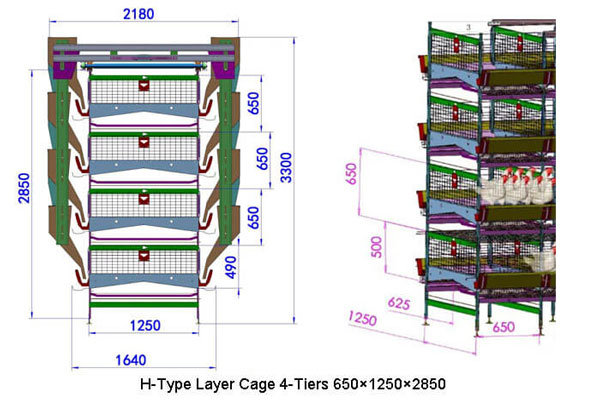 H Type Layer Cage 4 Tiers