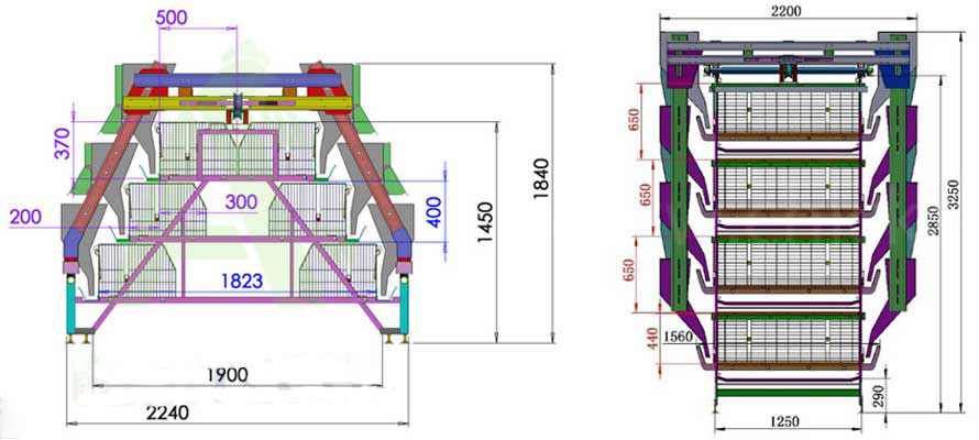 broiler chicken cage design drawing