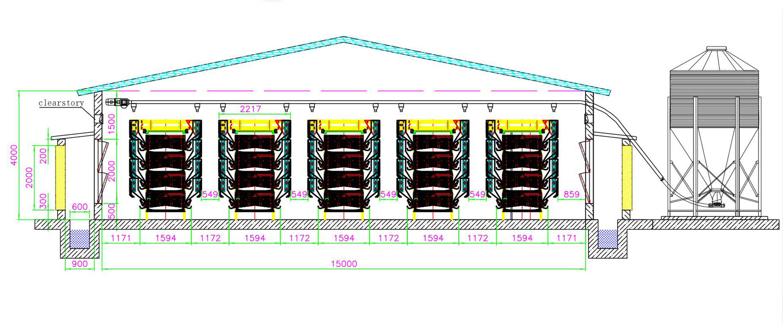 h type battery cage case